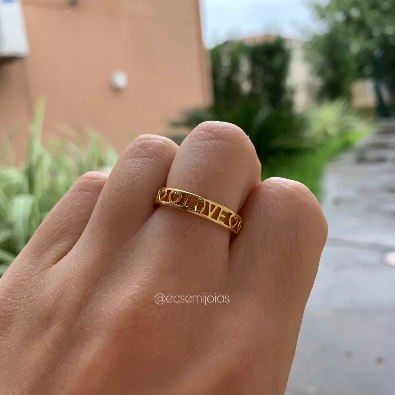 Anel aro duplo love 2 zirconias - banhado a ouro 18k