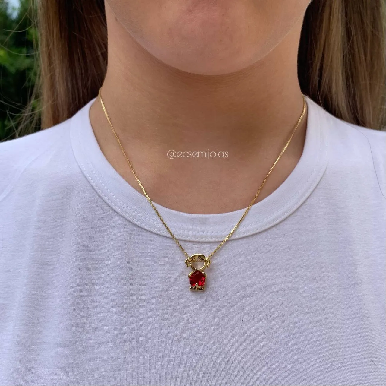 Colar de menina com zircônia - 45 cm - banhado a ouro 18k