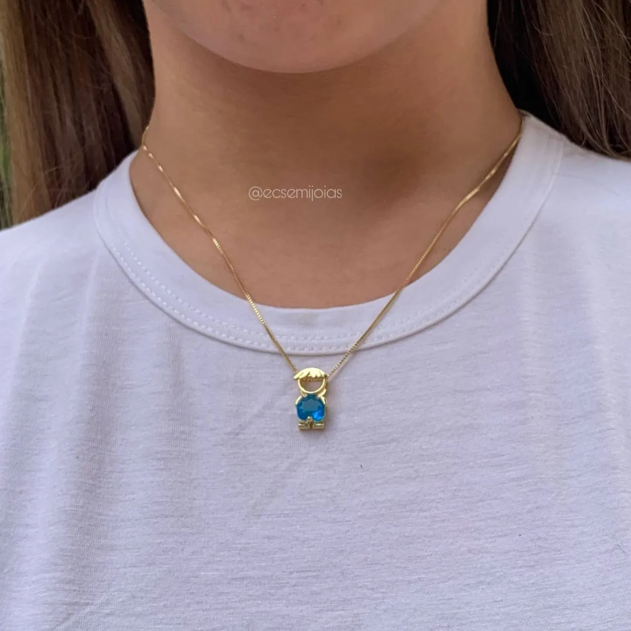 Colar de menino com zircônia - 45 cm - banhado a ouro 18k