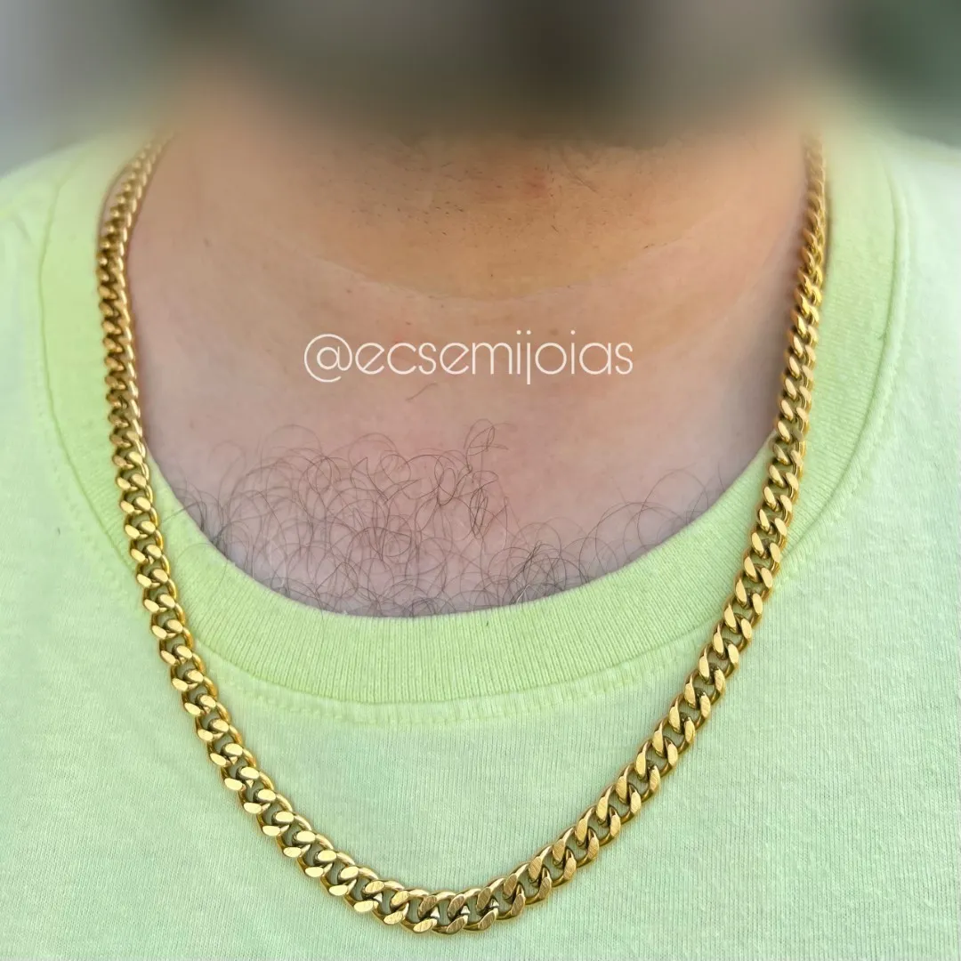 Colar masculino grumet 7mm - 60cm - aço dourado