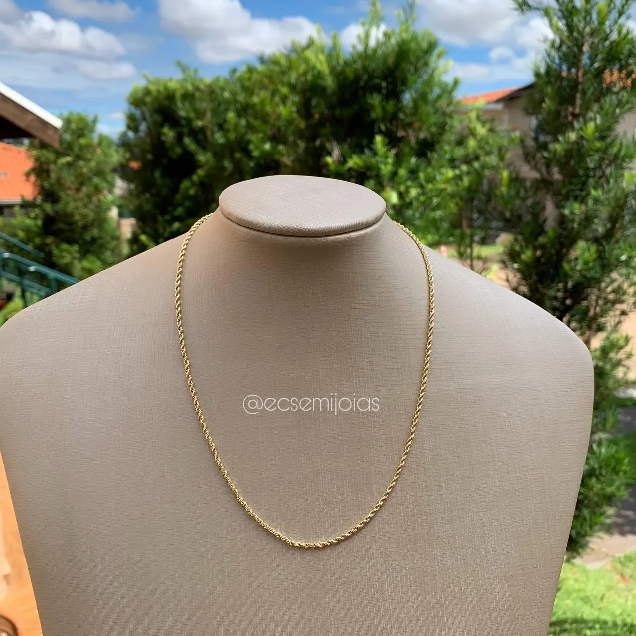 Colar cordão baiano fino 2mm - 45 cm- banhado a ouro 18k