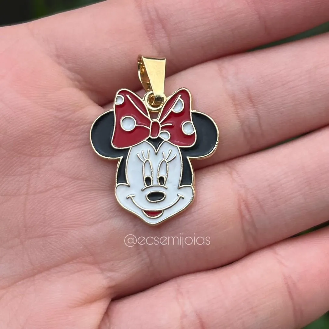 Pingente MINNIE resinada - banhado a ouro 18k