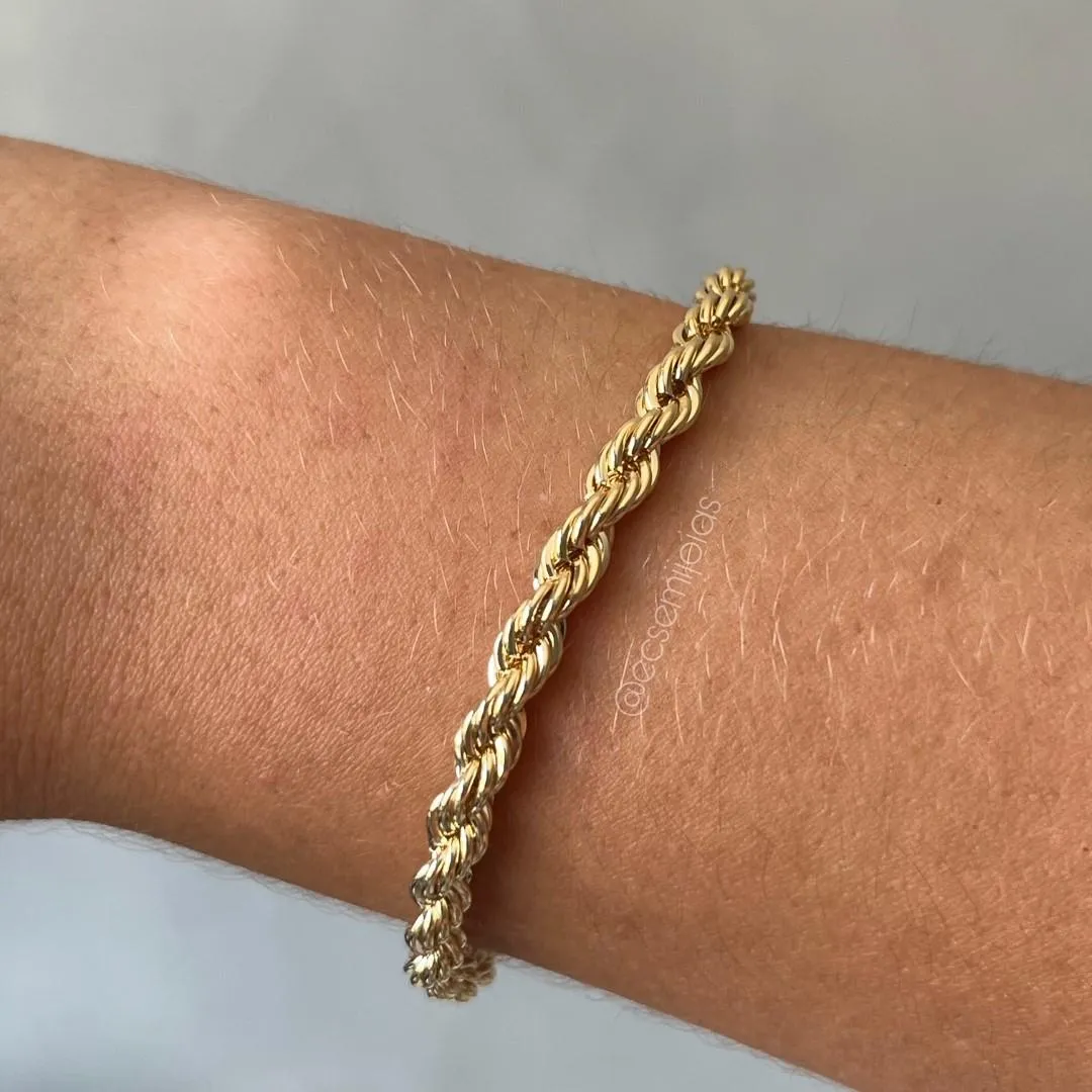 Pulseira cordão baiano 4mm - 18cm - banhado a ouro 18k